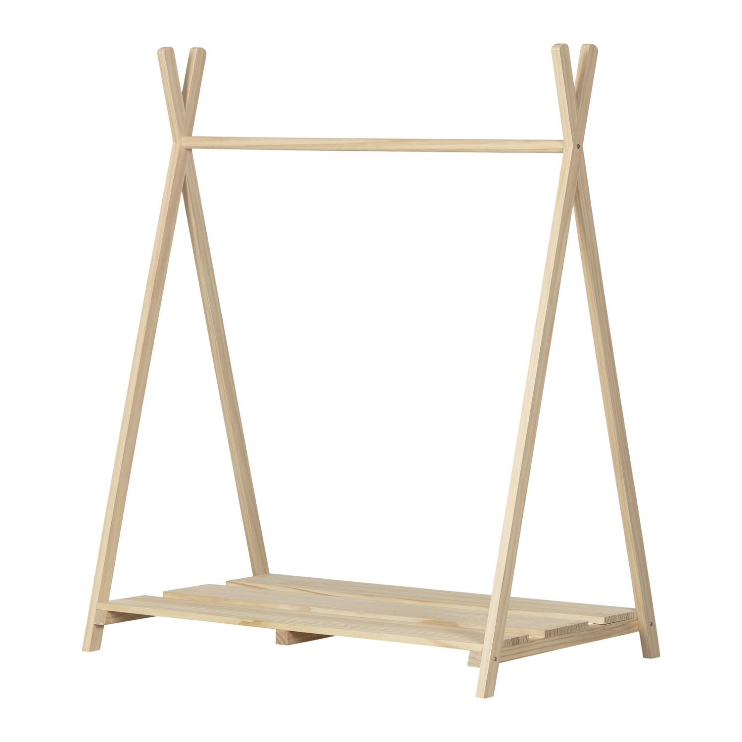 South Shore Sweedi Scandinavian Kids Clothes Rack - Natural Pine Wood, Space-Saving Nursery Organizer for Baby Clothes, Toys & Accessories - Perfect for Bedroom, Playroom & Daycare Storage