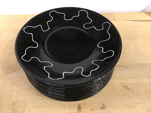 12-Piece Black and White Dinner Plate Set - Elegant Tableware for Dining, Parties & Home Decor