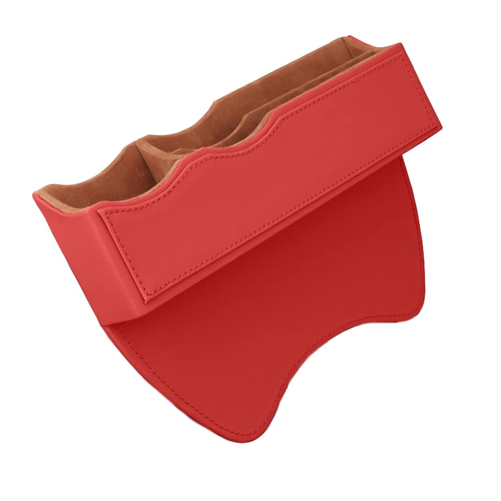 Premium PU Leather Car Seat Gap Organizer - Non-Slip Console Side Pocket for Phone, Sunglasses, Keys, Cards & Wallet (Red) | Perfect for Road Trips, Commuting & Daily Driving Accessories Storage