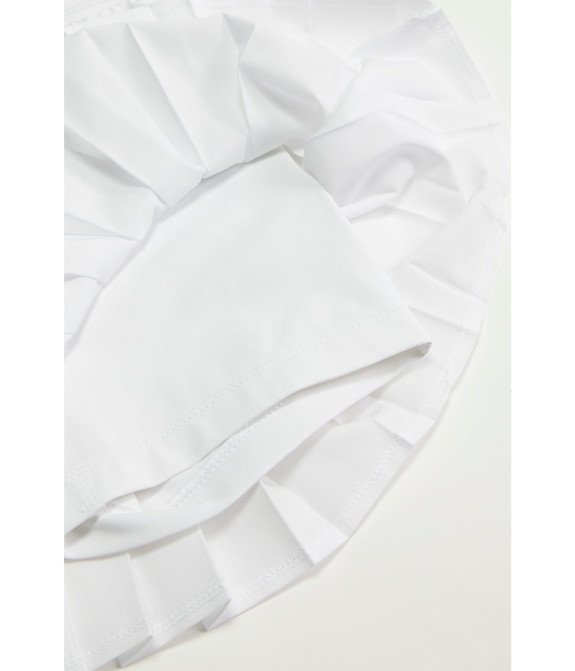 Lacoste Girls' Pleated Tennis Skirt - Classic White & Navy Blue - Breathable Cotton Blend for Sports & School - Perfect for Tennis, Golf, and Casual Wear
