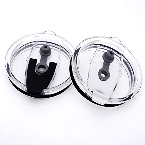 20 oz & 30 oz Tumbler Replacement Lid - Splash Resistant, Leak Proof, Straw Compatible (30oz Double Hole White+Black) - Perfect for Travel, Gym & Office Use