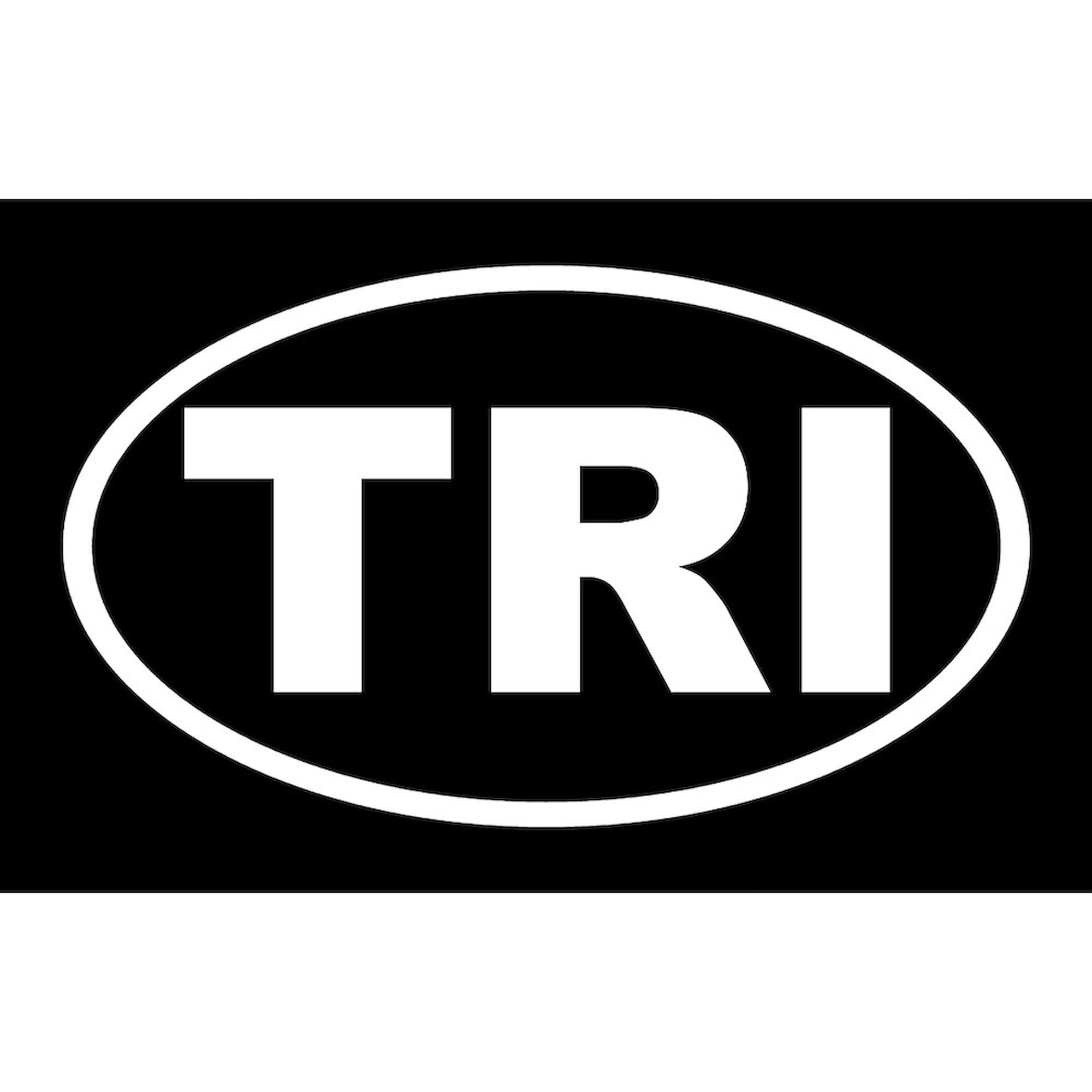 Triathlon TRI Oval Euro Sticker - Black Car Bumper Decal for Athletes | Waterproof Vinyl Sticker for Cars, Laptops, Windows | Perfect for Triathletes, Cyclists & Runners