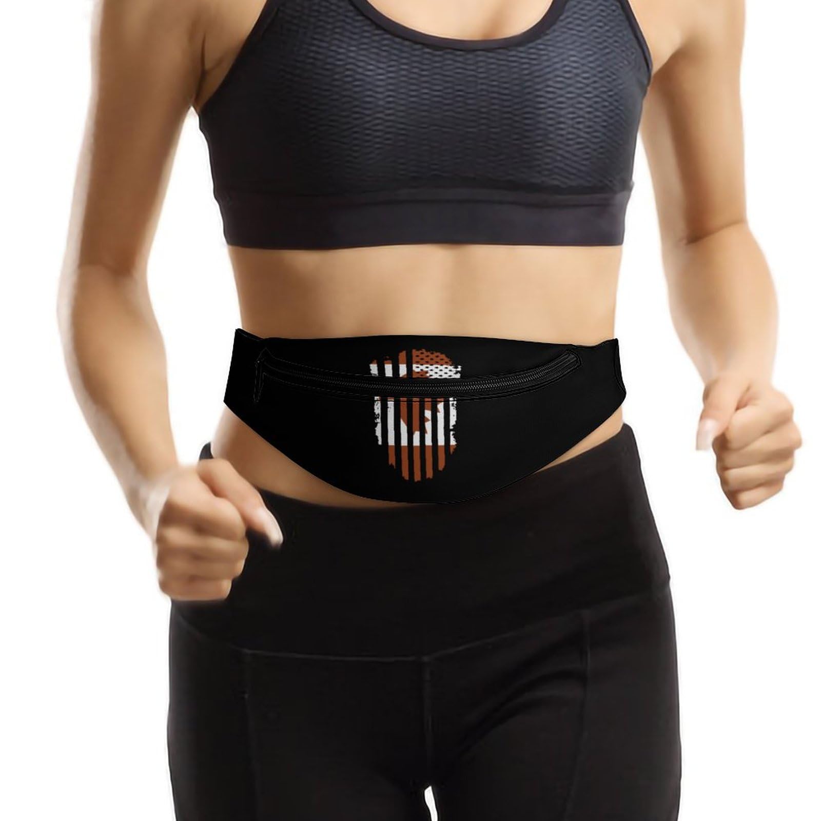 Canadian American Flag Belt Bag - Adjustable Waist Pouch & Crossbody Bag for Women & Men - Perfect for Hiking, Travel, and Outdoor Adventures