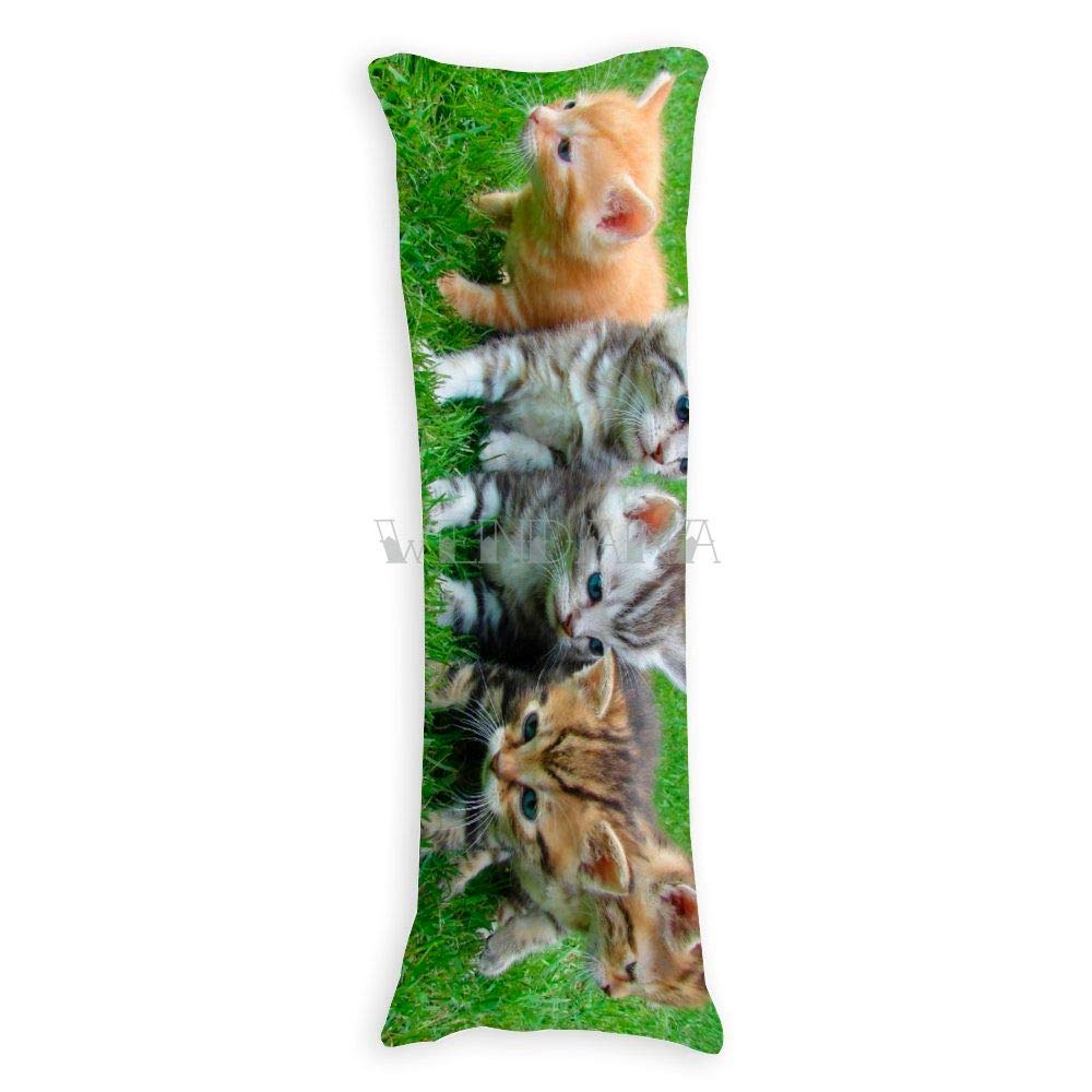 Fprqlyze Cat Cute Kittens Fashion Cotton Body Pillow Cover 20x54 Inches with Zipper - Soft Decorative Long Pillow Case for Bed, Sofa, Couch - Perfect Gift for Kids, Girls, Women & Cat Lovers - Home Decor, Nursery, Dorm Room Essentials