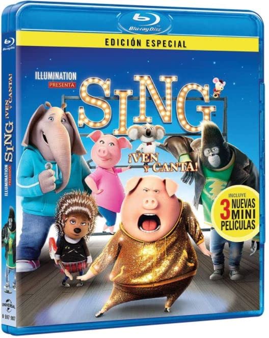 Sing (Special Edition) [Blu-ray] - Starring Matthew McConaughey & Reese Witherspoon with 3 Bonus Mini-Movies | Spanish Artwork | Family Movie Night, Kids Entertainment, Animated Musical Film