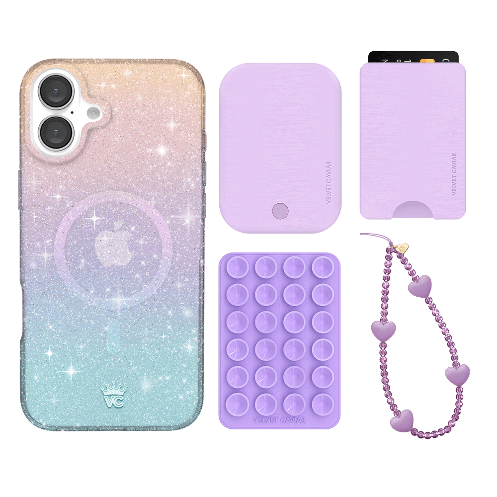 Ombre Stardust iPhone Wallet Case with Card Holder - Slim Protective Phone Cover for iPhone 13/14/15 Pro Max - Perfect for Everyday Use, Travel & Shopping