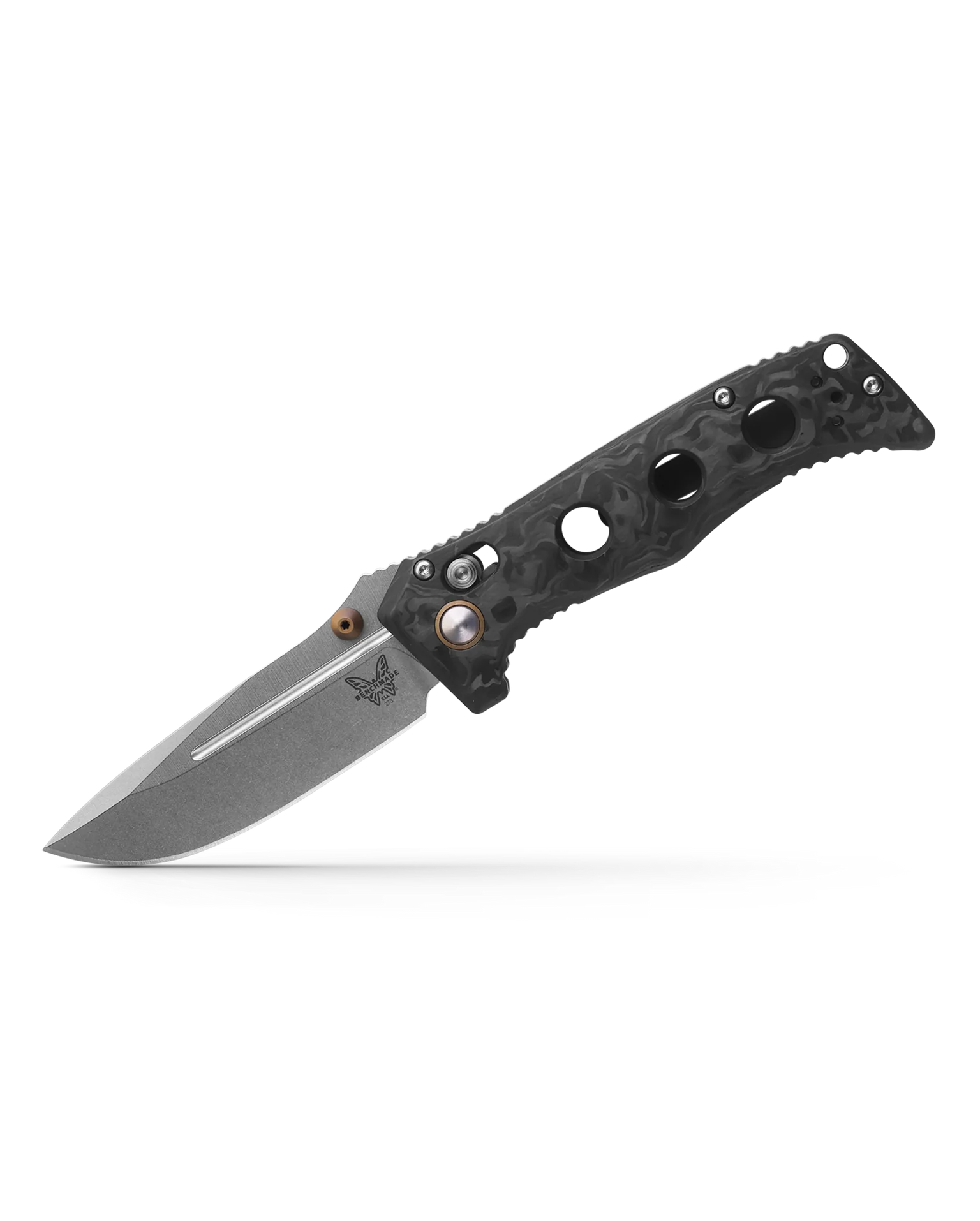 Benchmade Mini Adamas 273-03 AXIS Lock Folding Knife - MagnaCut Satin Plain Blade, Marbled Carbon Fiber Handles - EDC, Outdoor, Camping, Survival, Tactical Use