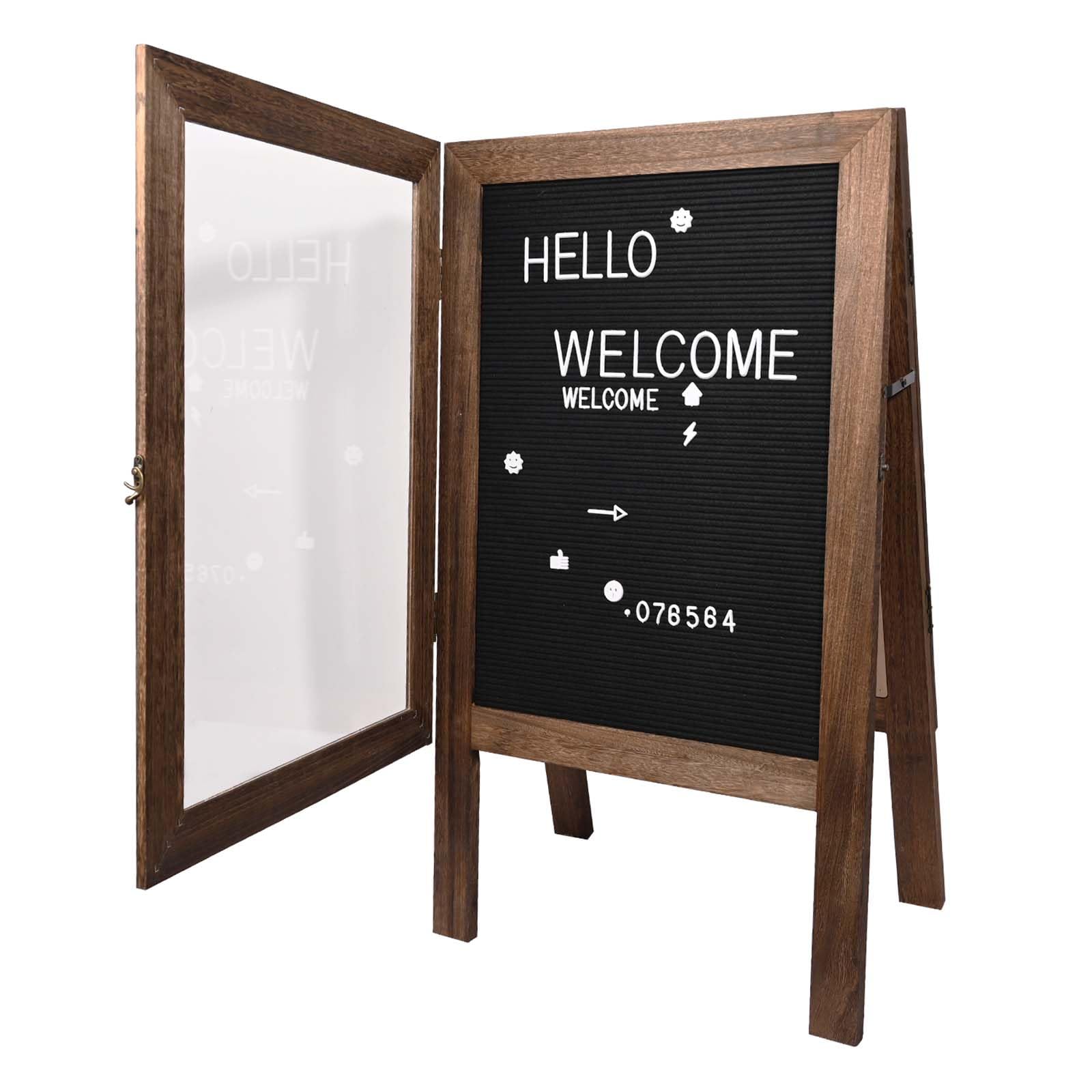 AIWFL 36x20 Inch Double-Sided Felt Letter Board with Changeable Letters & Numbers - Vintage Wooden A-Frame Sidewalk Sign for Restaurants, Cafes & Retail Stores - Rustic Acrylic Framed Message Board for Daily Specials, Events & Promotions