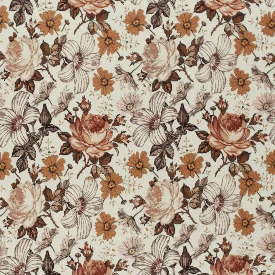 Premium Cotton Poplin Fabric - English Garden Cacao Print - Perfect for Quilting, Dressmaking & Home Decor Projects