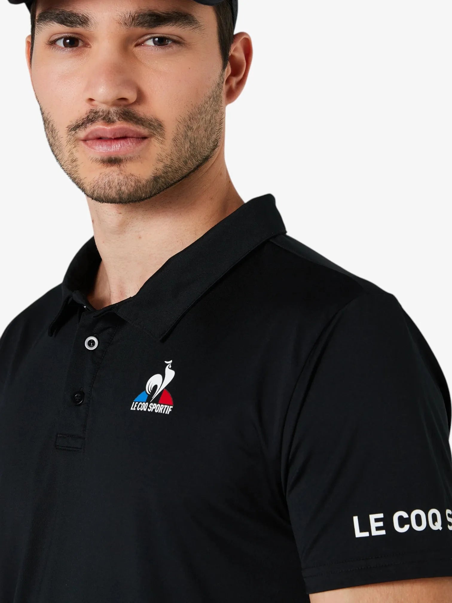 Le Coq Sportif Men's Tennis Polo Shirt - Black & Blue - Moisture-Wicking & Breathable for Sports & Casual Wear