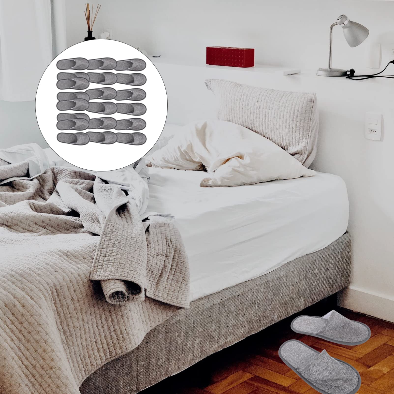 20 Pack Hotel Slippers - Non-Slip Disposable Cotton Linen Slippers for Bridal Party, Spa, Travel & Home Use - Bulk Toweling Slippers for Men & Women - Perfect for Weddings, Hotels, and Relaxation