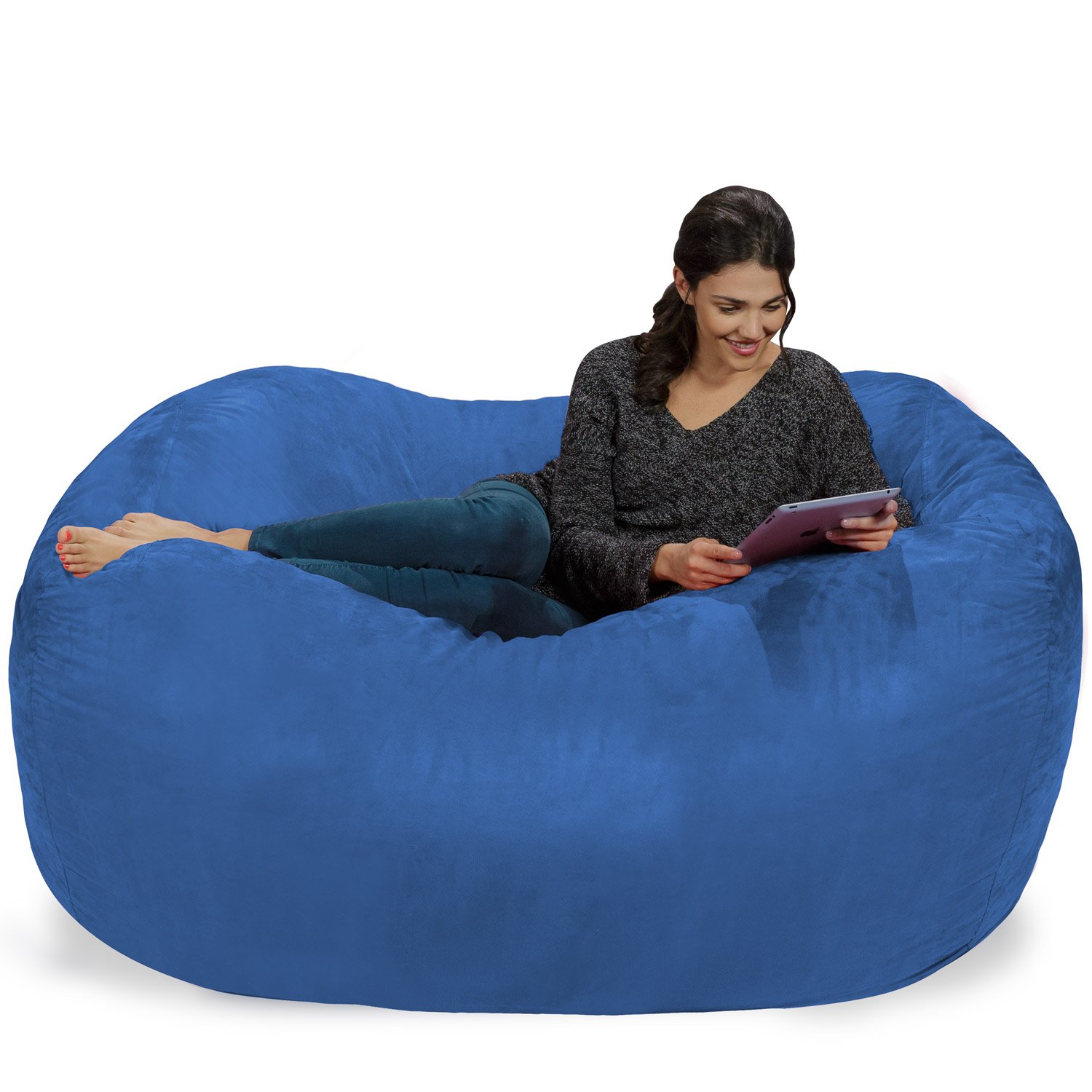 Chill Sack 6ft Memory Foam Bean Bag Chair - Oversized Lounger with Soft Microfiber Cover (Royal Blue) for Living Room, Bedroom, Game Room & Dorm - Comfortable Seating for Relaxing, Gaming & Movie Nights