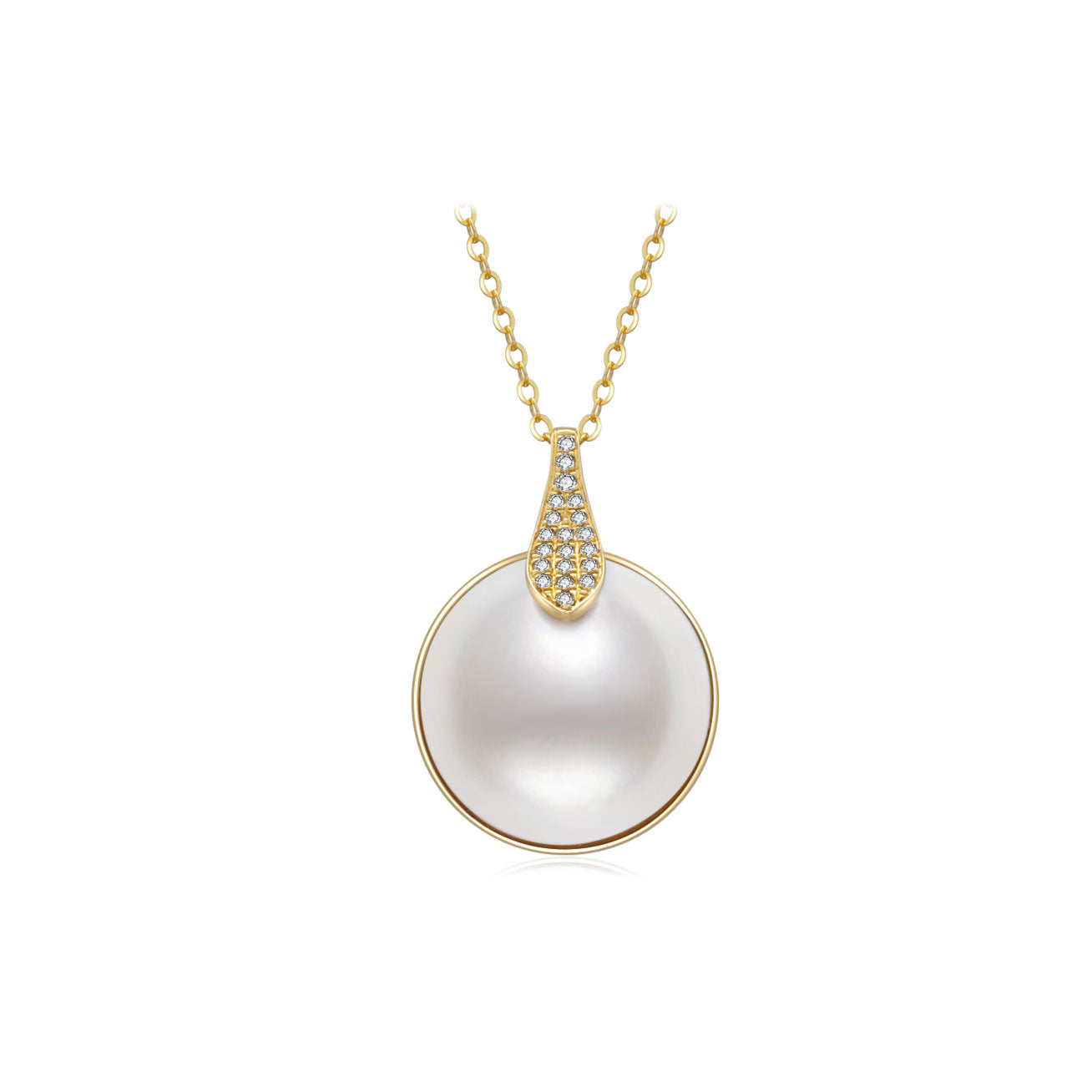 18K Solid Gold Diamond Edison Pearl Necklace KN00151 - Elegant Jewelry Gift for Women, Perfect for Weddings, Anniversaries & Special Occasions