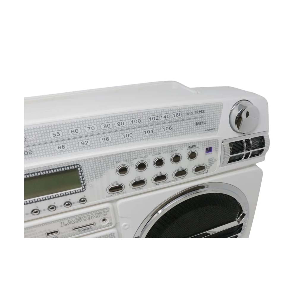 Lasonic i931BT Classic Portable AM/FM Radio Boom Box - Bluetooth, USB, SD/MMC, Aux Input | AC/Battery Powered Ghetto Blaster (White) | Perfect for Outdoor Parties, Beach Days & Retro Music Lovers