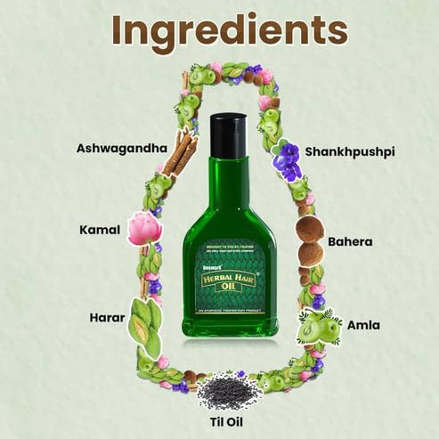 Deemark Ayurvedic Herbal Hair Oil for Women & Men - 100% Natural Hair Growth Treatment to Reduce Hair Fall & Strengthen Hair - Pack of 3 (For Daily Scalp Massage & Hair Care Routine)