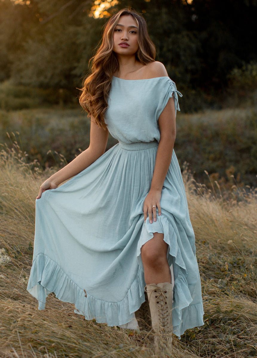 Gia Dress in Sky Blue - Elegant Women's Summer Dress for Casual Wear, Parties & Special Occasions