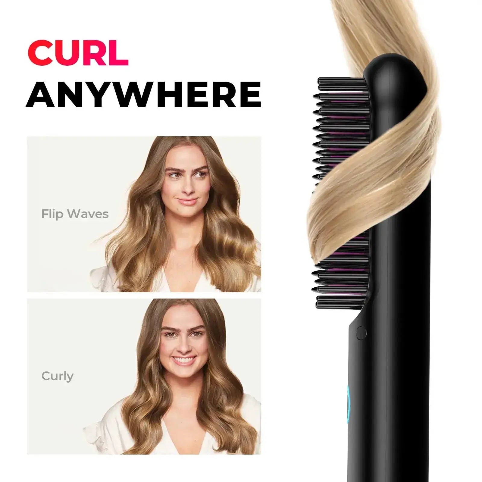 TYMO Portable Hair Straightener Brush - 2-in-1 Flat Iron & Styler for Smooth & Shiny Hair | Travel-Friendly, Fast Heating | Perfect for Home, Salon & On-The-Go Styling