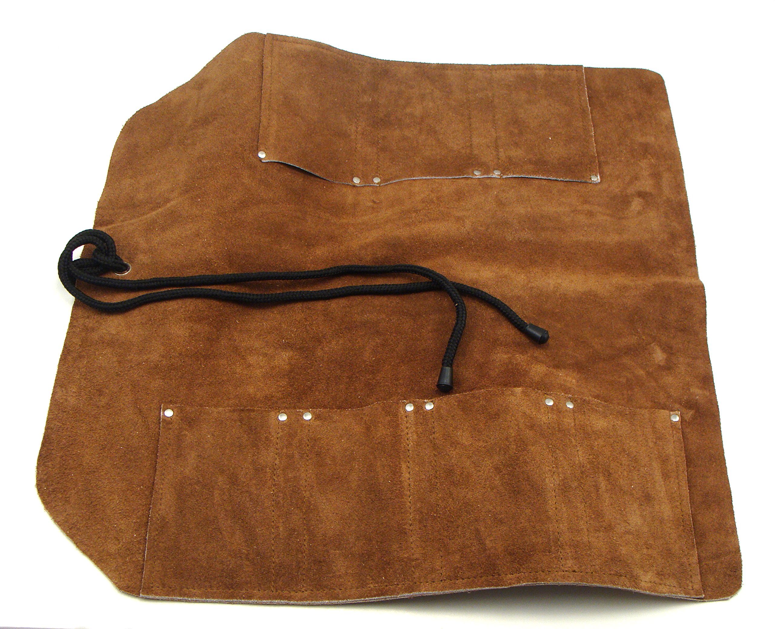 7-Pocket Suede Leather Tool Roll Organizer - Wood Carving Chisel Roll Bag for Medium/Large Tools - Kitchen Knife Roll for Utensils Storage | Perfect for Woodworkers, Chefs & DIY Enthusiasts