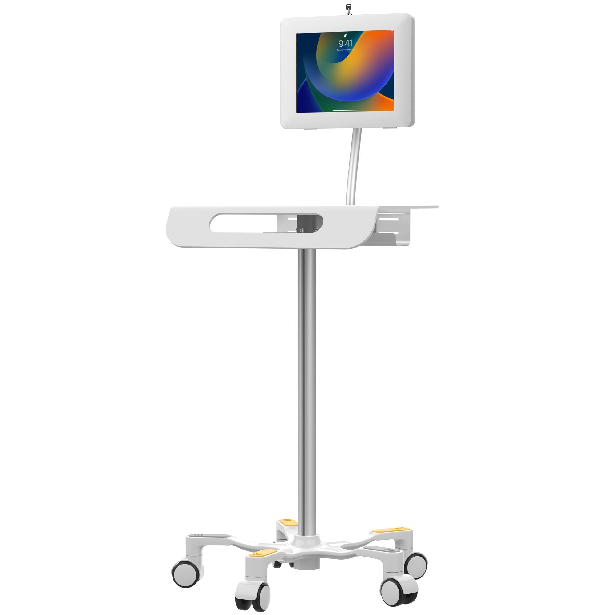 Medical Grade Floor Stand with Paragon Premium Locking Enclosure - Compatible with iPad 11 (A16), Pro 11-inch M4, Air 11-inch M3, iPad 10th Gen & Galaxy Tablets - Secure Tablet Holder for Hospitals, Clinics & Patient Rooms (PAD-MEDVFSE)
