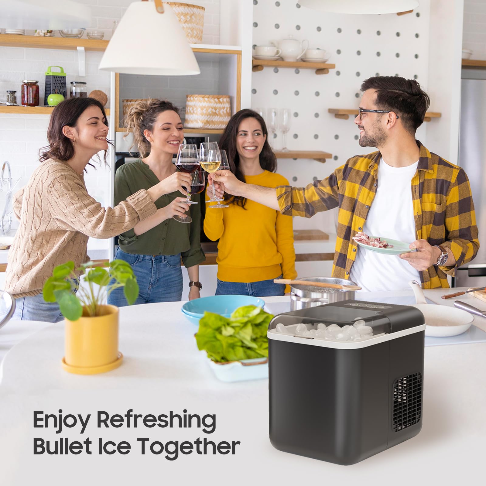 Portable Countertop Ice Maker Machine with App & Voice Control - Makes 9 Bullet Ice Cubes in 6 Minutes, 26Lbs/24H Self-Cleaning - Compact Ice Machine for Home, Kitchen, Office, RV & Outdoor Use