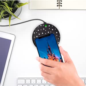 Disney Mickey Mouse Wireless Charging Pad - Qi-Certified Fast Charging Station for iPhone, Samsung, AirPods - Perfect Gift for Disney Fans & Tech Lovers (Home, Office, Travel Use)
