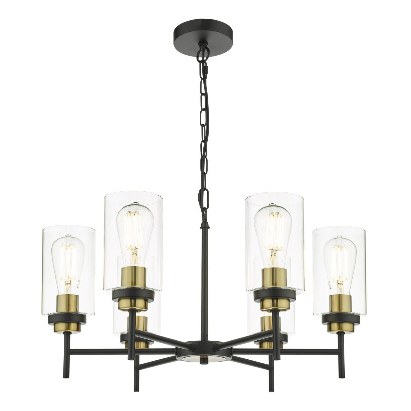 6Lt Center Ceiling Light Fixture - Satin Black Finish, IP20 Rated - Perfect for Living Room, Bedroom, or Dining Room Lighting