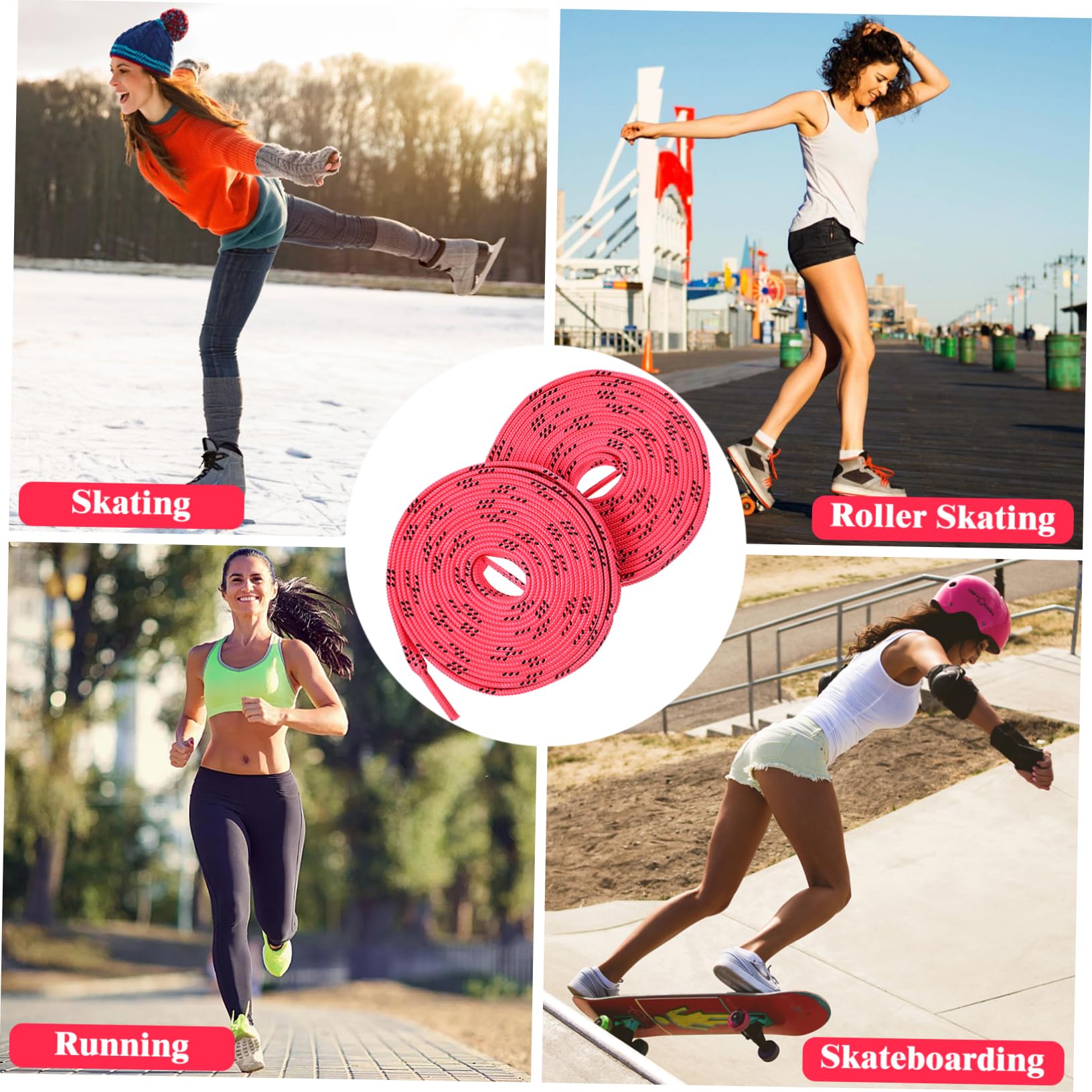 2 Pairs Skate Wax Laces - Non-Slip Shoelaces for Kids & Adults - Perfect for Ice Skates, Roller Skates & Hockey Shoes - Durable & Secure for Sports & Outdoor Activities