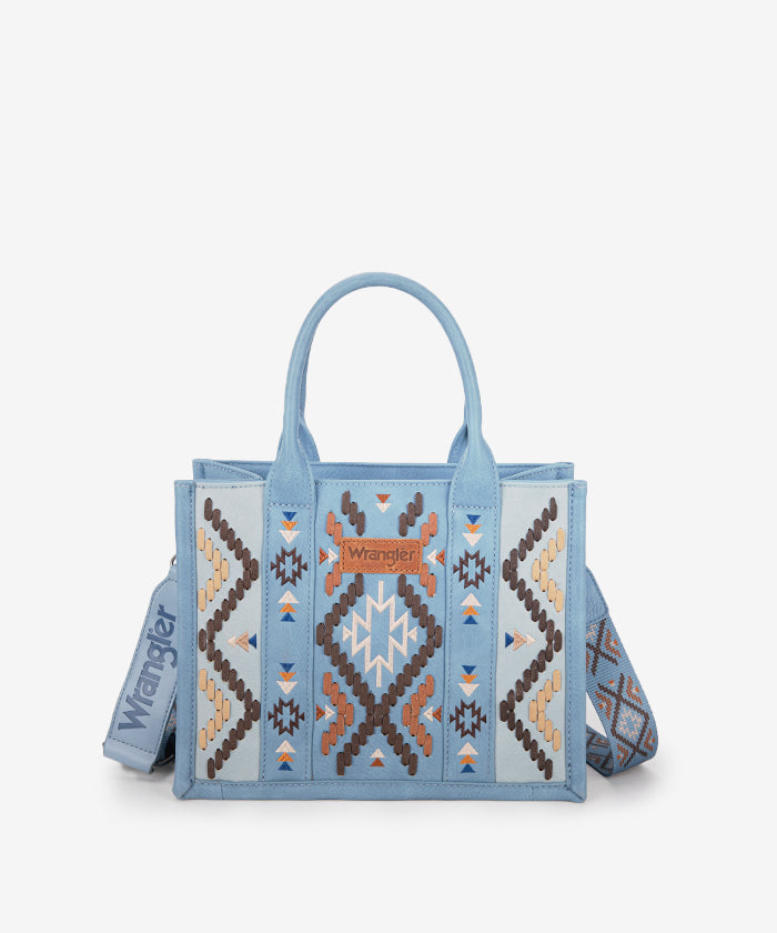 Wrangler Aztec Embroidered Whipstitch Tote Bag for Women - Stylish Boho Shoulder Bag for Travel, Beach & Shopping