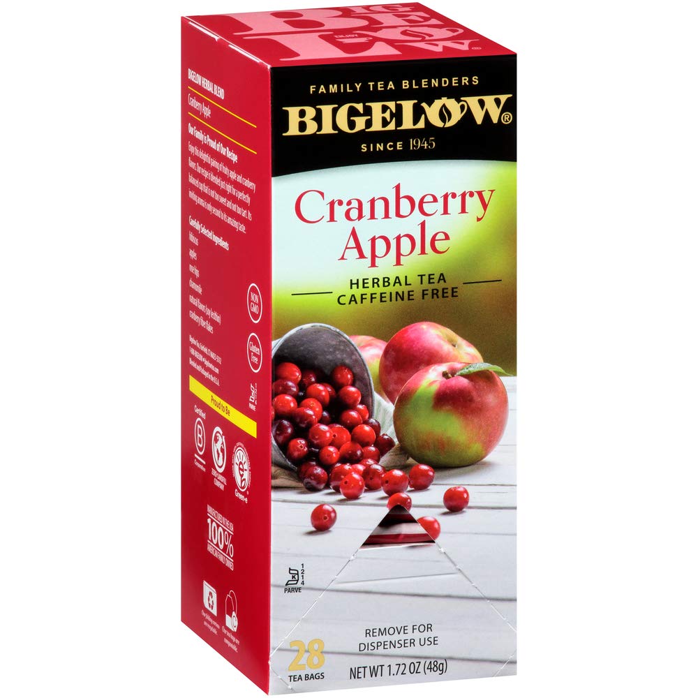 Bigelow Cranberry Apple Hibiscus Herbal Tea Bags - 28 Count, All Natural Non-GMO Caffeine-Free Tea - Perfect for Relaxation, Afternoon Tea & Wellness Moments