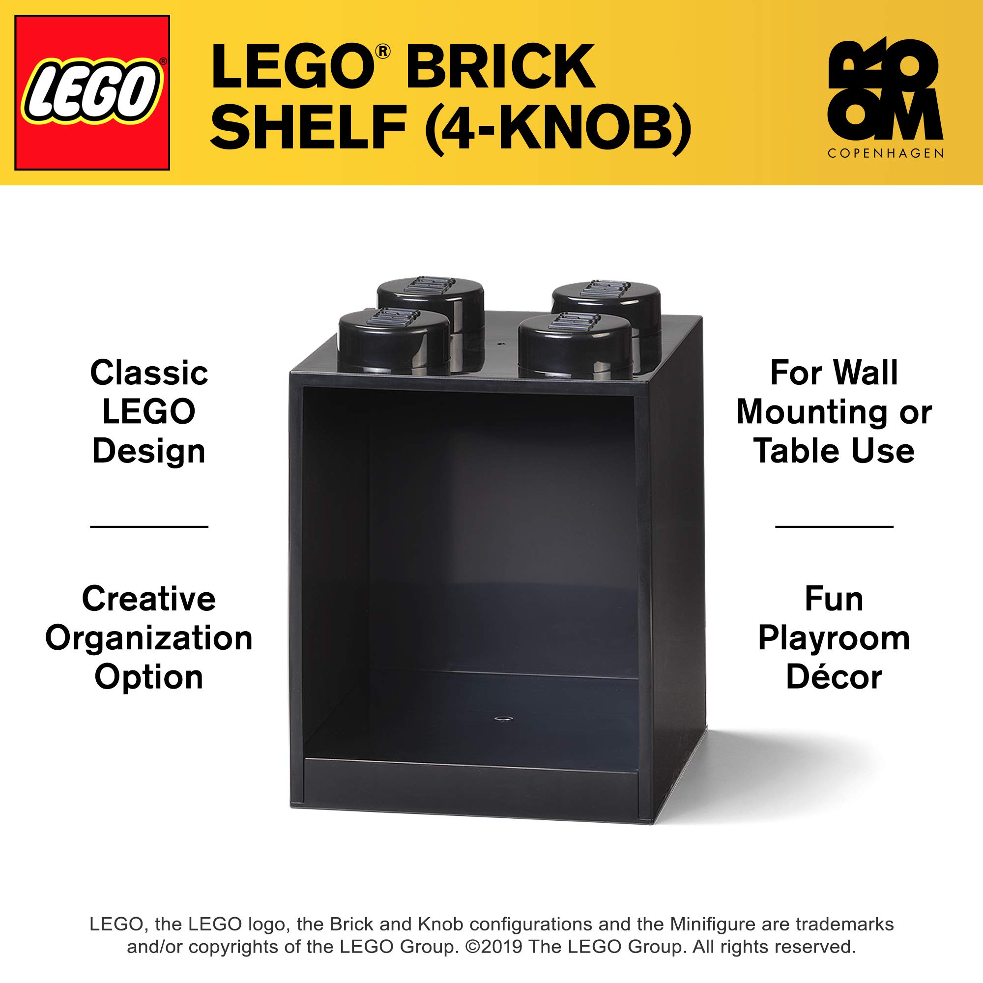 Room Copenhagen LEGO Brick Set with 4-Stud & 8-Stud Box Shelves in Black - Perfect for LEGO Storage, Display & Organization in Kids' Rooms & Play Areas