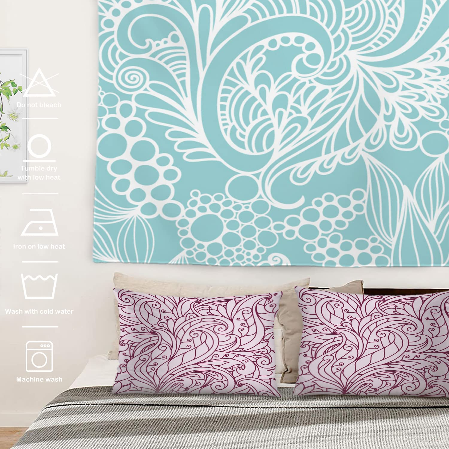 Batmerry Classic Floral Pillowcases Set - Elegant Modern Ornate Decorative Bed Pillows 20x26 Inch, Digital Printed Blended Fabric with Hidden Zipper | Perfect for Bedroom Decor, Living Room Accents & Gift Giving