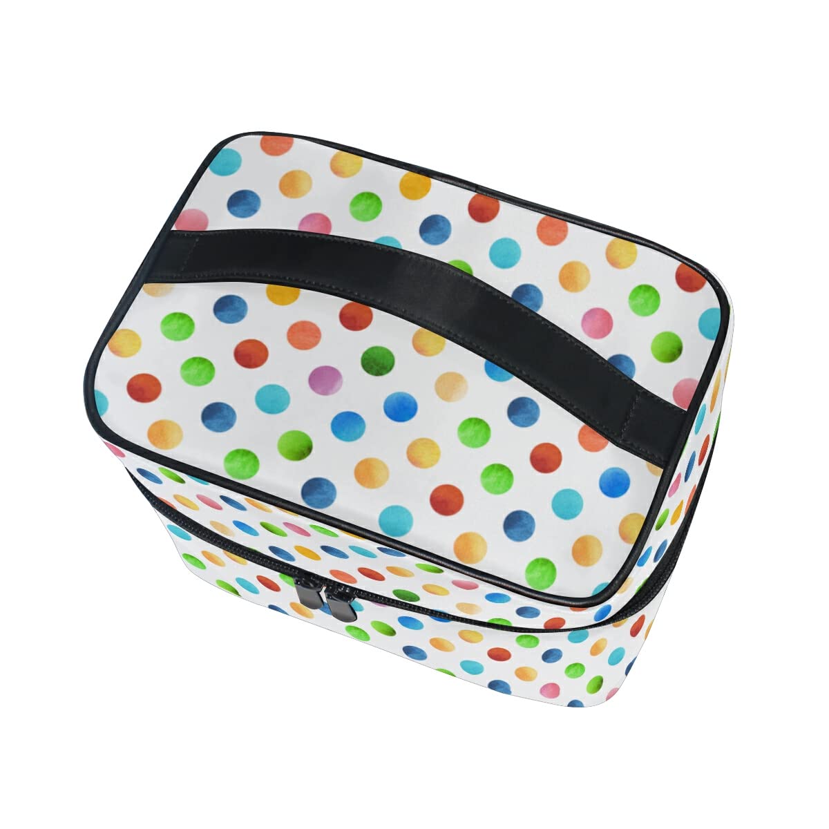 Retro Geometric Polka Dot Makeup Bag Travel Cosmetic Organizer Toiletry Pouch for Women Girls - Perfect for Travel, Gym, and Daily Beauty Essentials Storage