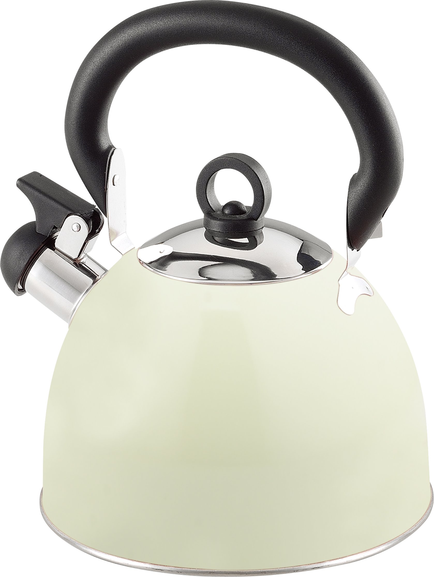 Retro Whistling Tea Kettle - 2.5L Cream Stainless Steel with Heat Resistant Handle - Vintage Style Stovetop Whistling Kettle for Gas & Electric Stoves - Perfect for Tea Lovers & Kitchen Decor