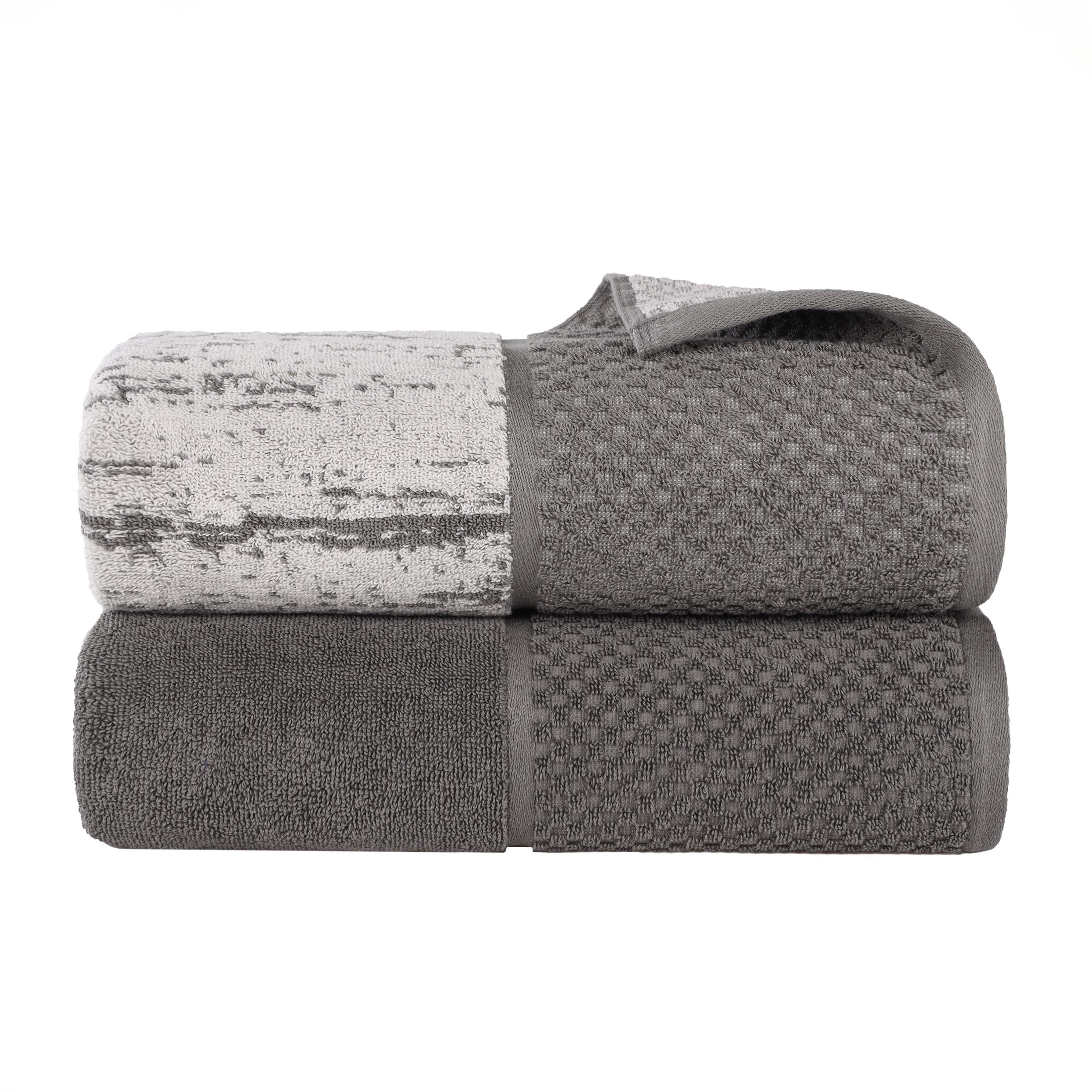Lodie Cotton Plush Jacquard Bath Sheet Set of 2 - Ultra Soft & Absorbent Luxury Towels for Spa, Bathroom & Beach Use