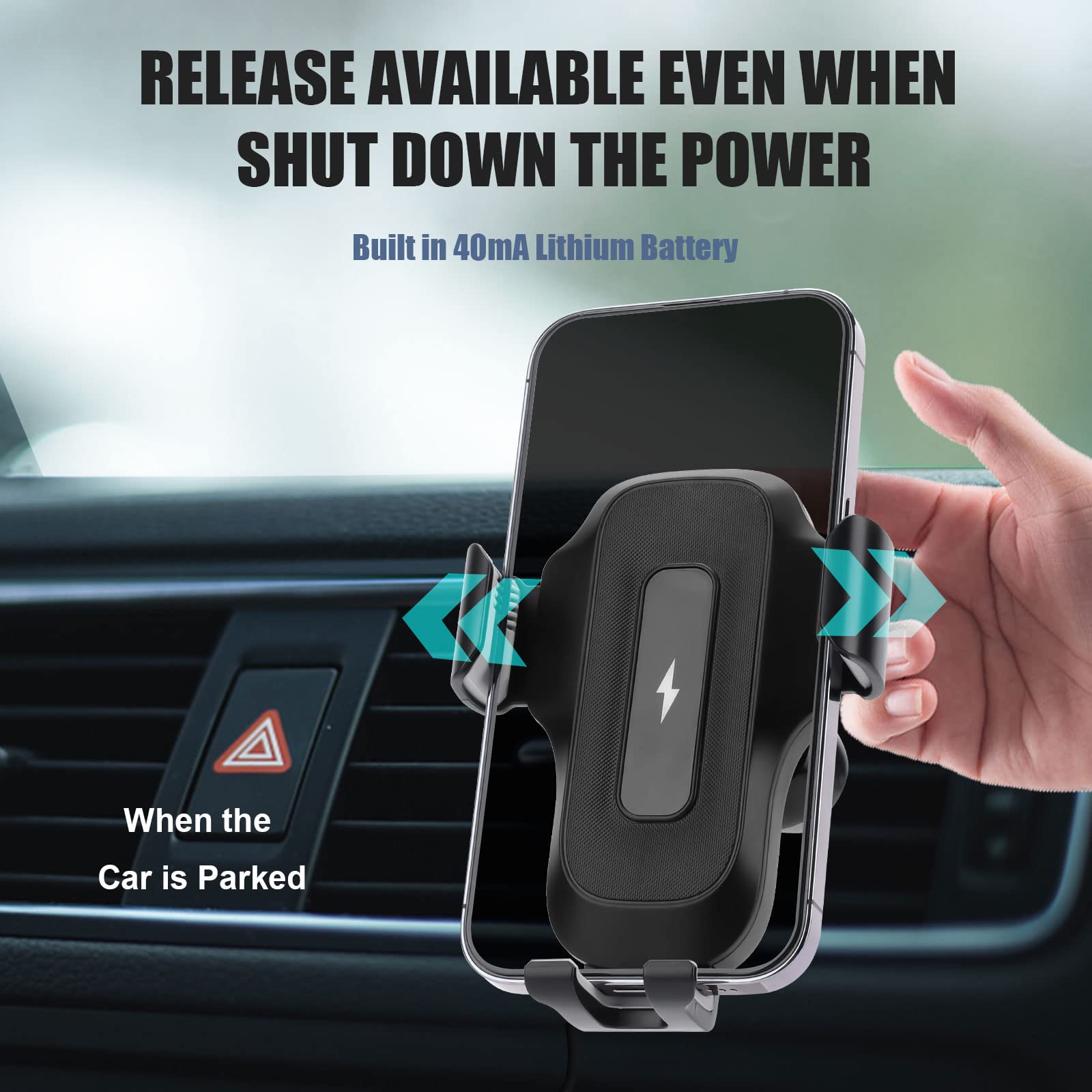AMLINK 15W Qi Fast Wireless Car Charger - Auto Clamping Phone Holder for iPhone 14/13/12/11 Pro Max & Samsung Galaxy S23/S22/S21/S10/Note 20 - Secure Air Vent Mount - Perfect for Commuting, Road Trips & Hands-Free Driving