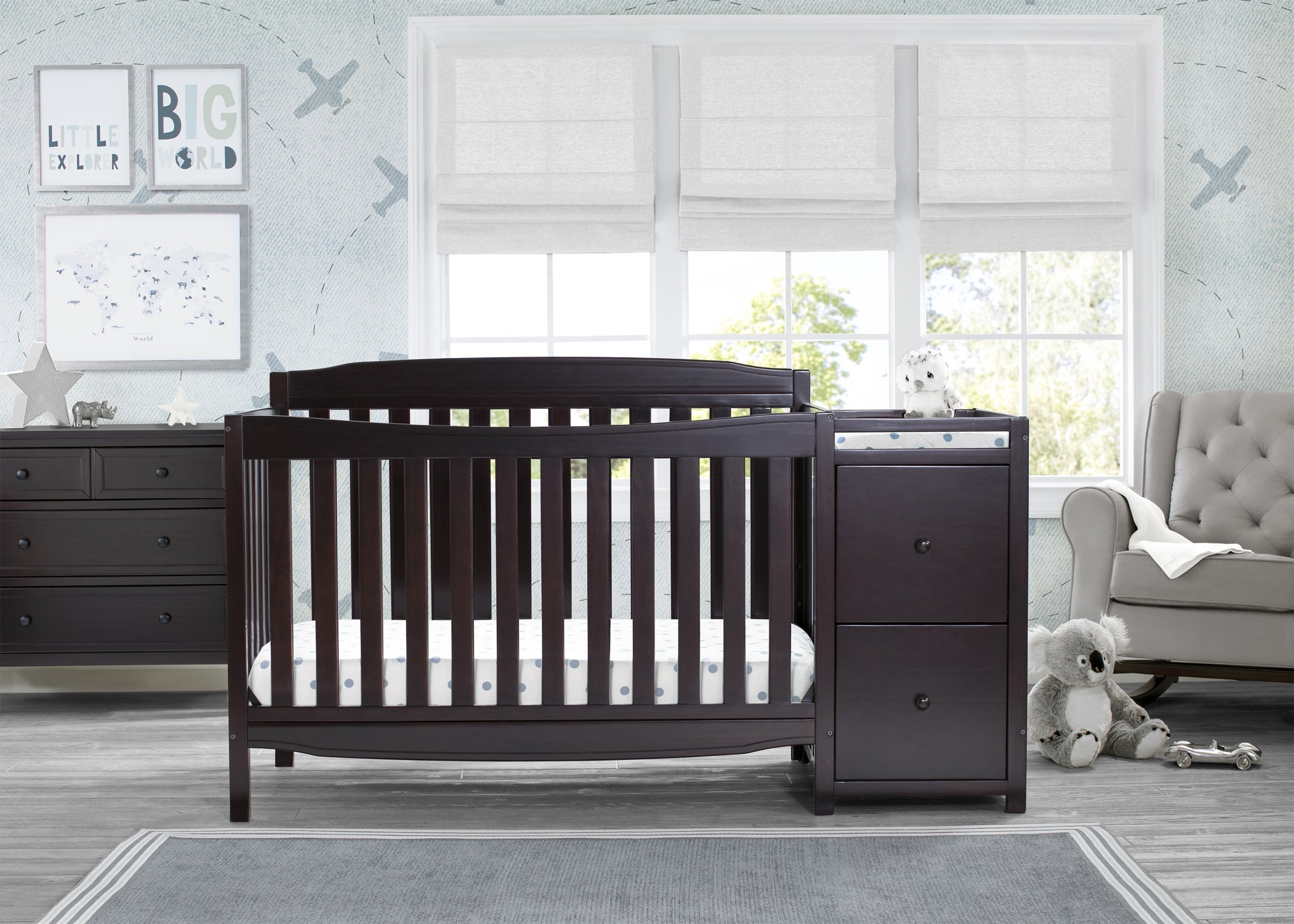 6-in-1 Convertible Mason Crib with Changer - Baby Nursery Essentials for Newborn to Toddler | Perfect for Small Spaces & Modern Nurseries