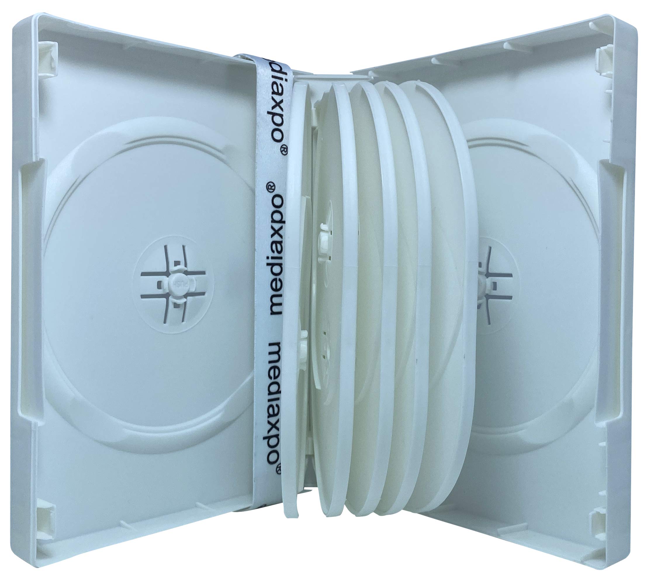 Mediaxpro 100-Pack White 12-Disc DVD Storage Cases with Spindle - Perfect for Home Movie Collections, Office Media Archiving & Blank DVD Organization