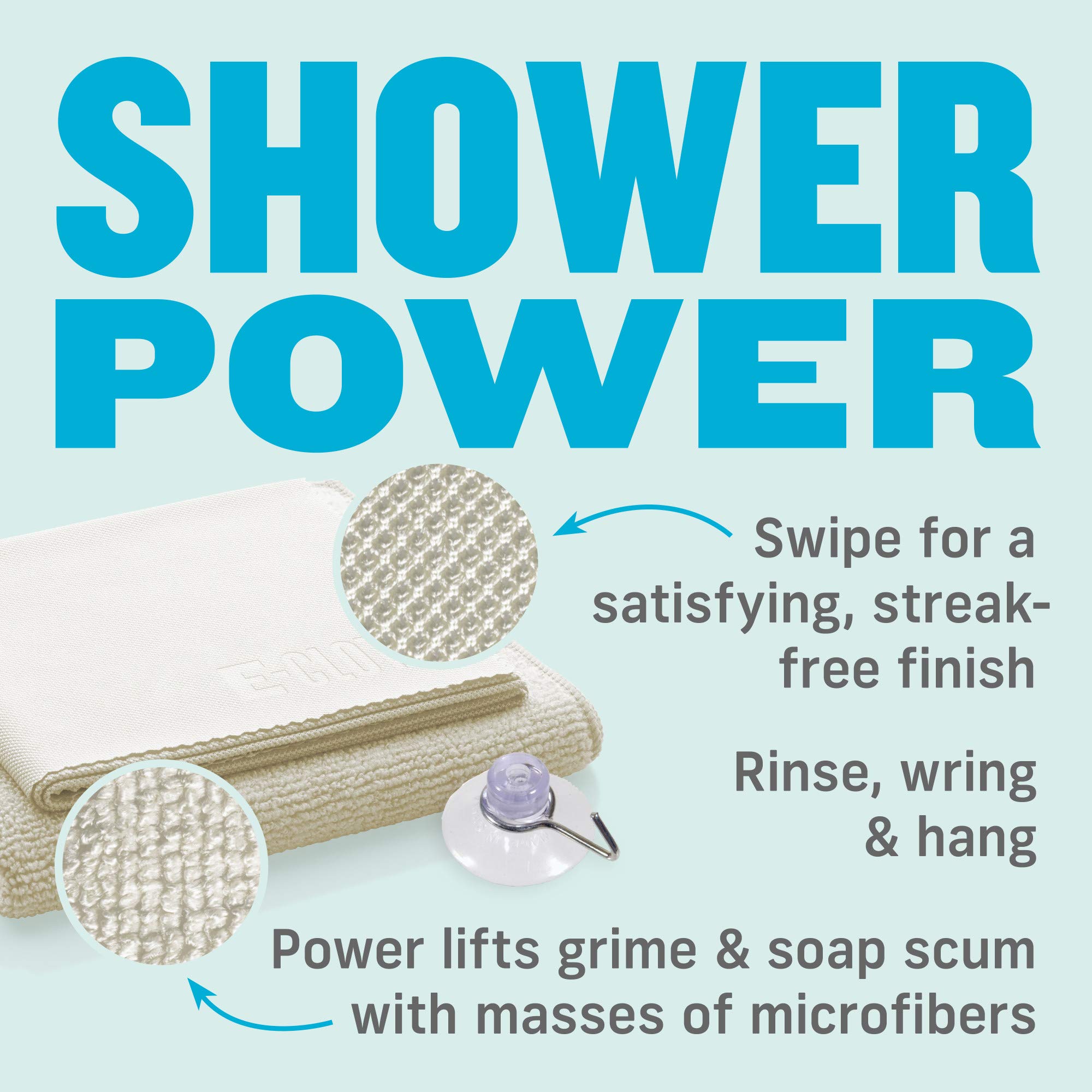 Premium E-Cloth Microfiber Cleaning Cloth Shower Kit - Reusable & Washable Bathroom Cleaning Cloths with 100 Wash Guarantee - 1 Pack - Perfect for Bathroom, Shower, Glass & Mirror Cleaning