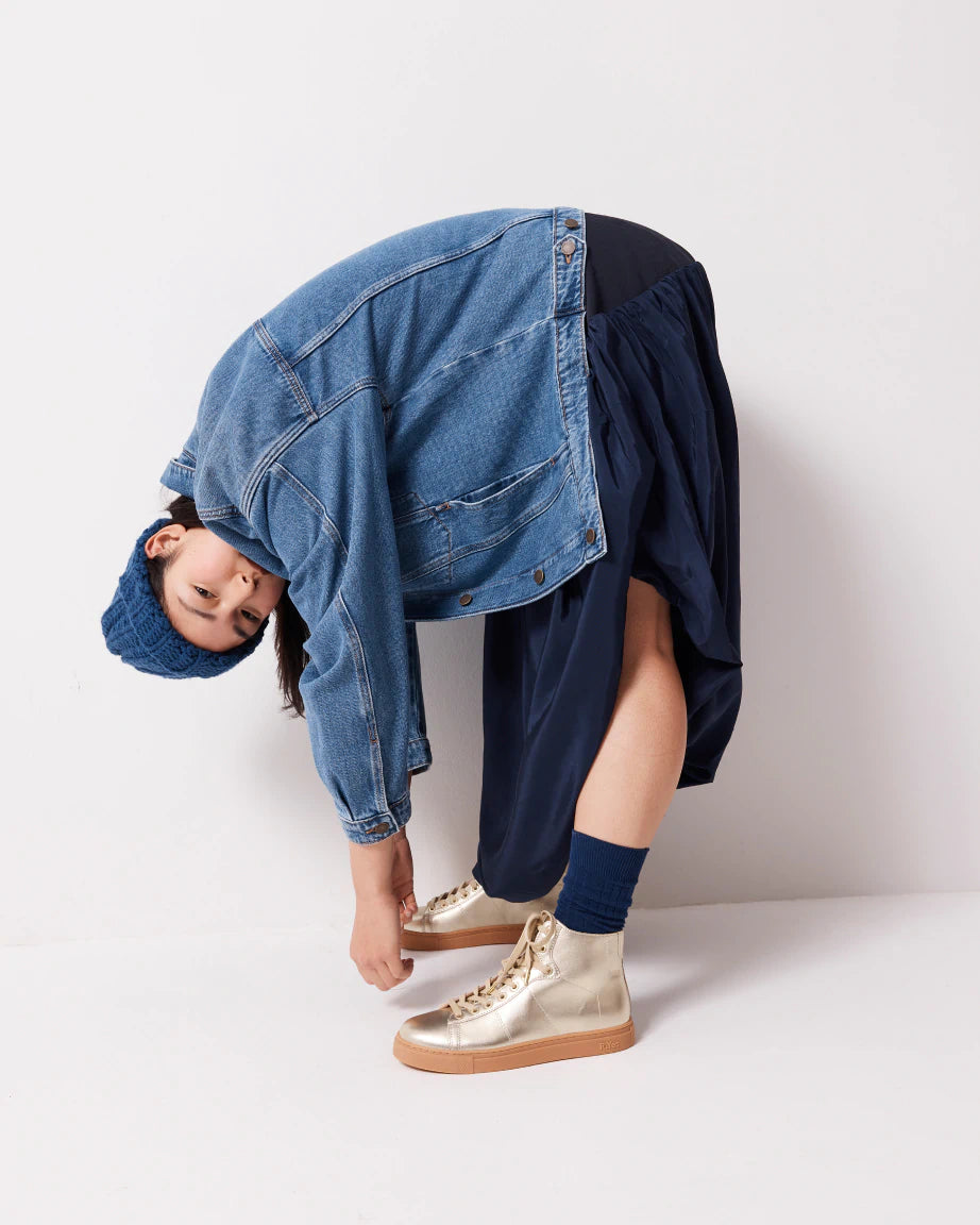 Saturn Returns High Top Sneakers for Women - Fashion Gold Metallic Platform Shoes | Perfect for Streetwear, Casual Outfits & Retro Fashion