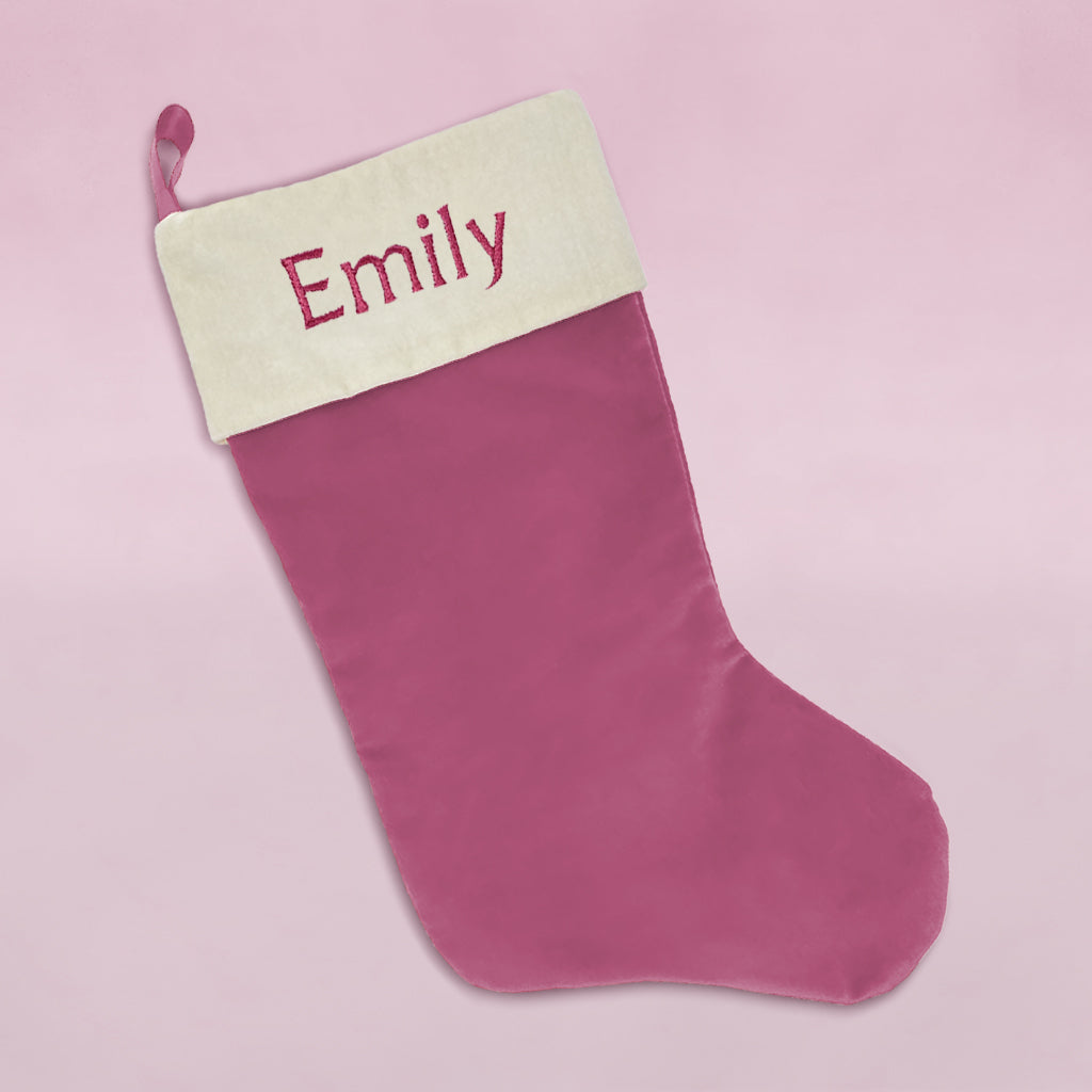 Personalized Christmas Stocking for Kids - Custom Name Pink Holiday Stocking - Perfect for Xmas Gifts, Fireplace Decor & Holiday Home Decoration