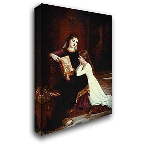 Emile Munier The Reading Lesson 18x24 Gallery Wrapped Canvas Art Print - French Academic Painting, Home Decor for Living Room, Bedroom & Office Wall