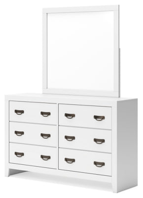 Binterglen Dresser with Mirror - Modern Wooden Dresser for Bedroom, Living Room & Nursery - Stylish Storage Solution for Clothes, Accessories & Home Decor