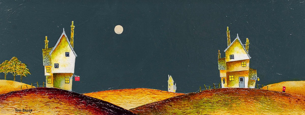 Full Moon on the Horizon - Original Artwork for Home & Office Decor | Wall Art for Living Room, Bedroom, or Gift