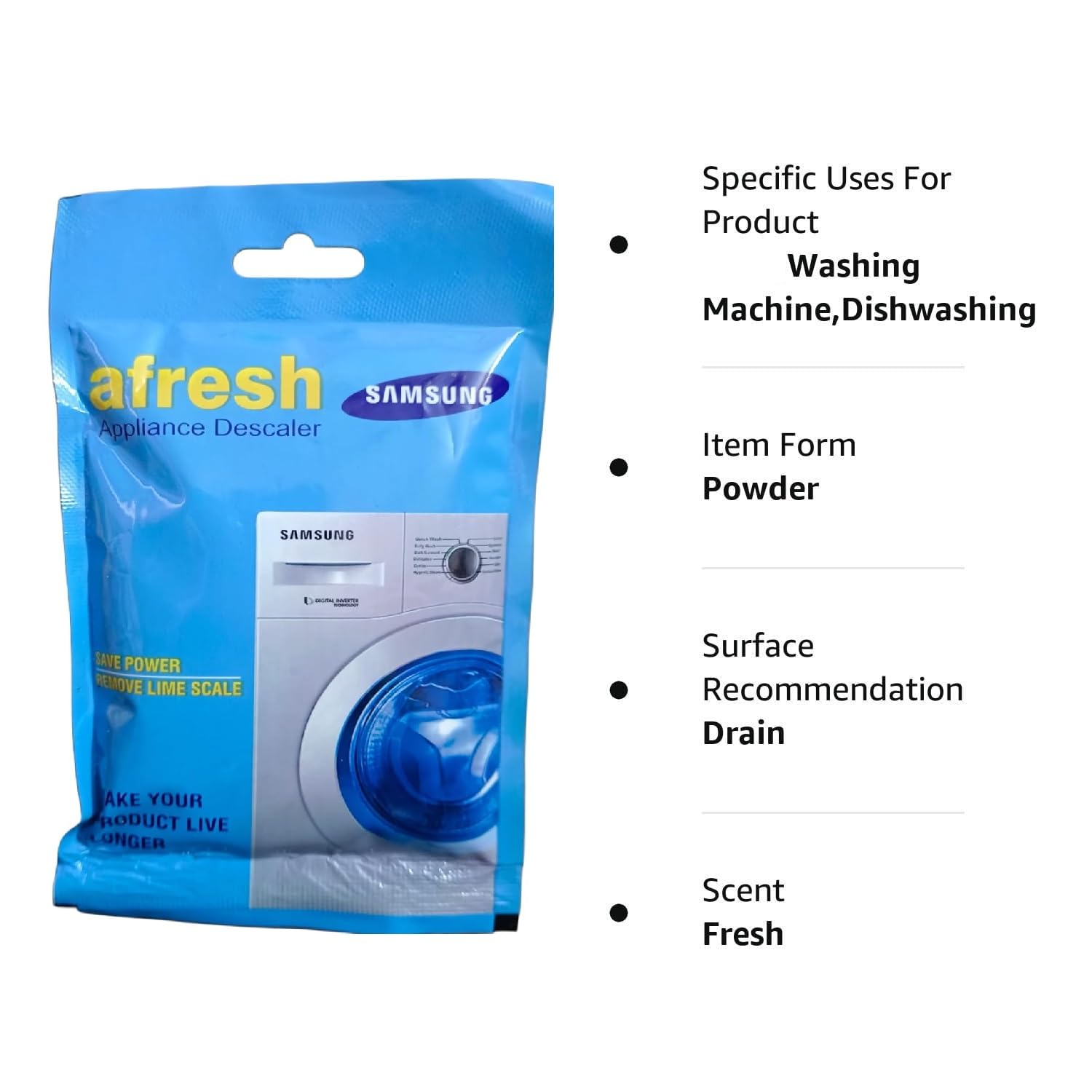 Samsung Washing Machine Cleaner Powder - 100g (Pack of 10) | Front Load & Top Load Compatible | Descaling & Drum Cleaning | For Home & Laundry Use
