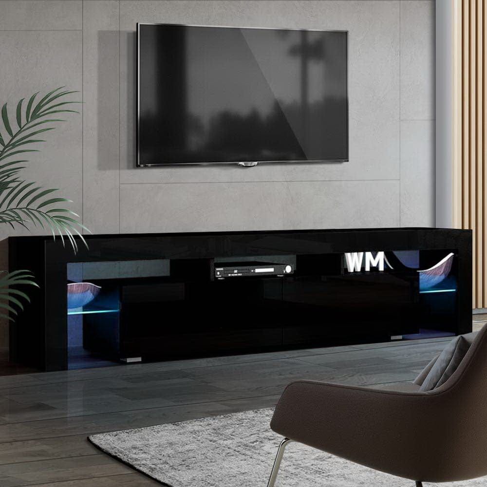 Artiss 189cm Black LED TV Stand with Storage - Modern Entertainment Center for Living Room, Bedroom & Home Theater Setup