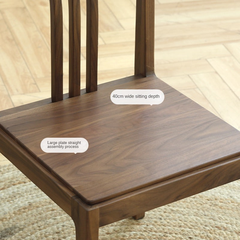 Premium Black Walnut Solid Wood Dining Chairs Set of 4 with Comfortable Backrest - Elegant Kitchen & Dining Room Furniture for Family Gatherings & Dinner Parties