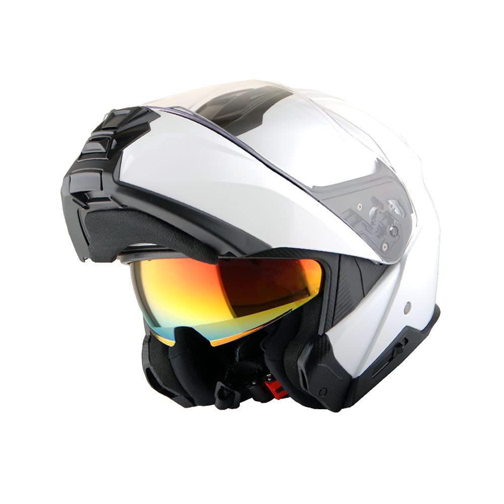 Martian Motorcycle Modular Full Face Helmet - Flip Up Dual Visor with Sun Shield (Model HG362) - Ideal for Street Biking, Touring & Commuting