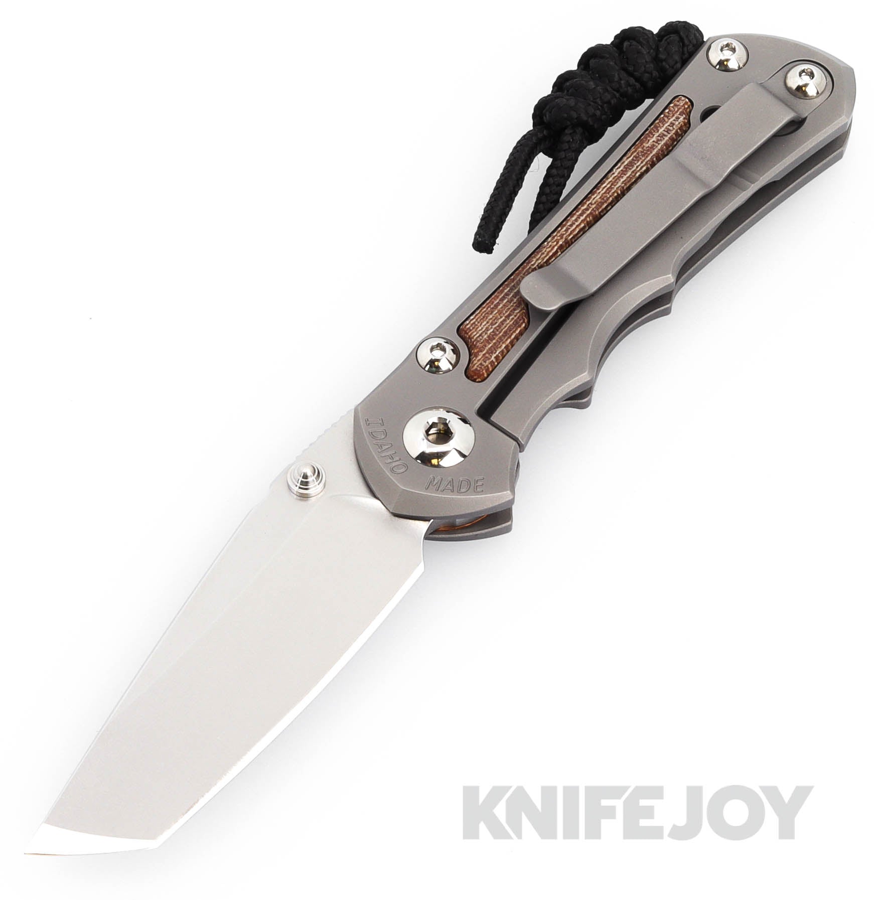Chris Reeve Small Inkosi Left Handed Tanto Folding Knife - MagnaCut Blade, Natural Canvas Micarta Inlay & Glass Blasted Titanium Handles | EDC, Outdoor Survival, Tactical Gear, Hunting, Camping