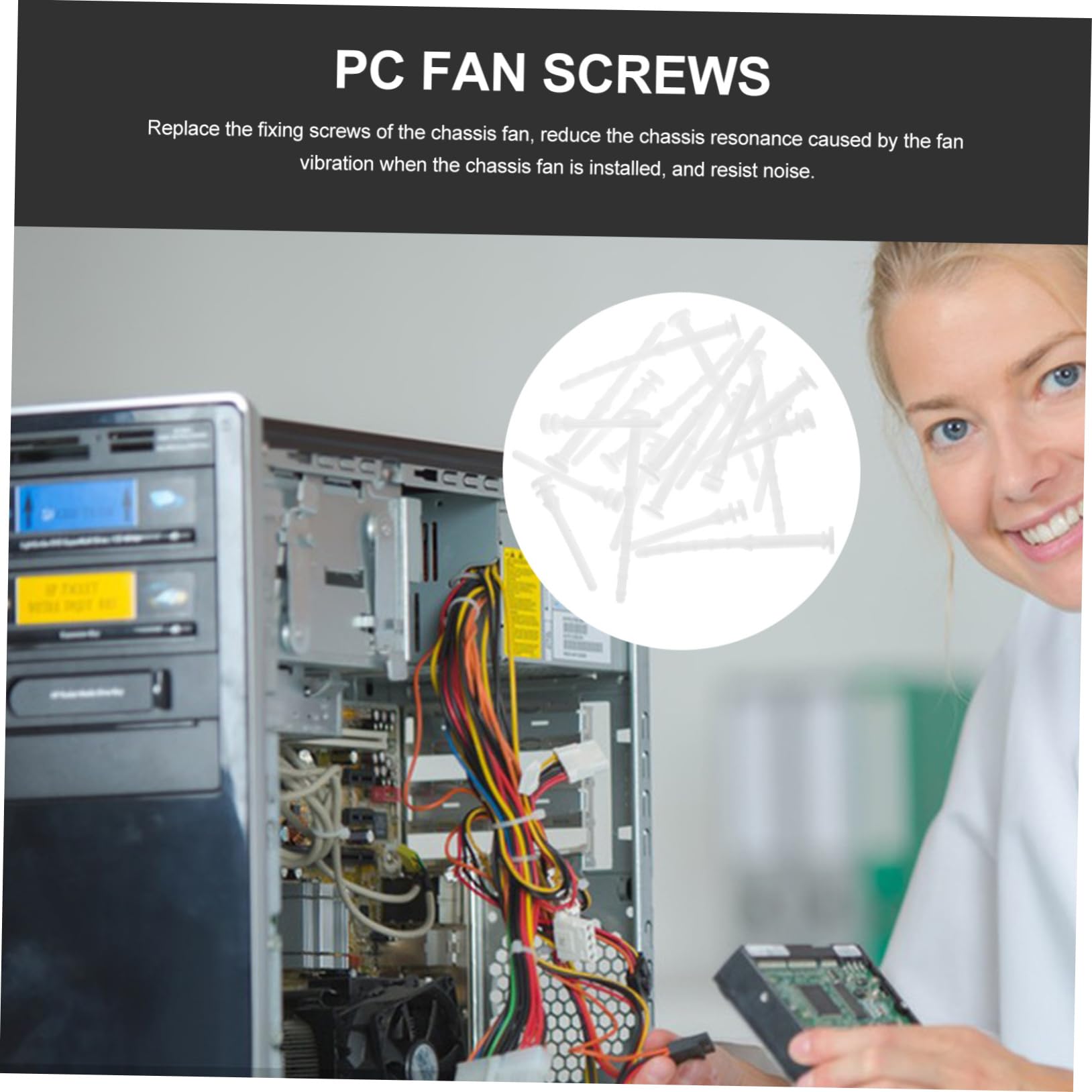 JECOMPRIS 20pcs Black Computer Case Fan Screws - Long Fan Mounting Rivets & Glue Nails for PC Case, Motherboard, and Cooling Fan Installation | Perfect for DIY Computer Builds and Hardware Upgrades
