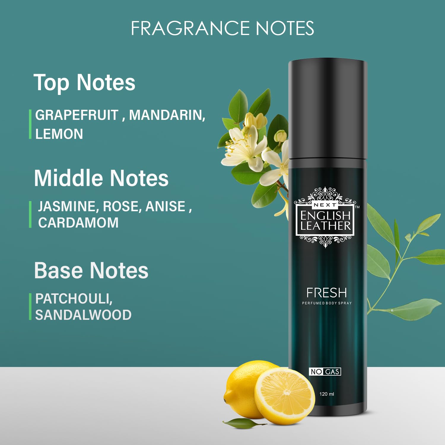 Next Care English Leather No Gas Deodorant Set of 3x120ml | Fresh, Gentleman & Intense Scents | Long Lasting Perfume Body Spray for Men | Valentine's Day Gift for Him | Aluminum-Free Deodorant Combo Pack | Ideal for Daily Use, Gym & Office | No Gas Deodorant for Men & Women